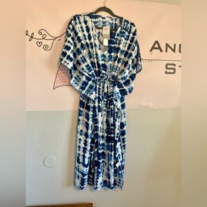 Blue & White Tie-Dye Maxi Dress